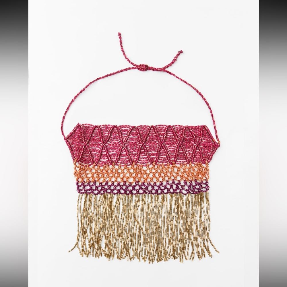 Zara limited edition bohemian beaded choker necklace
